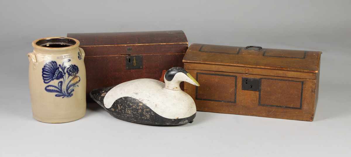 Appraisal: John Burger Carved Duck Trunks Lot John Burger Gallon Jar