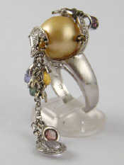 Appraisal: An unusual white metal tests carat gold cultured pearl diamond