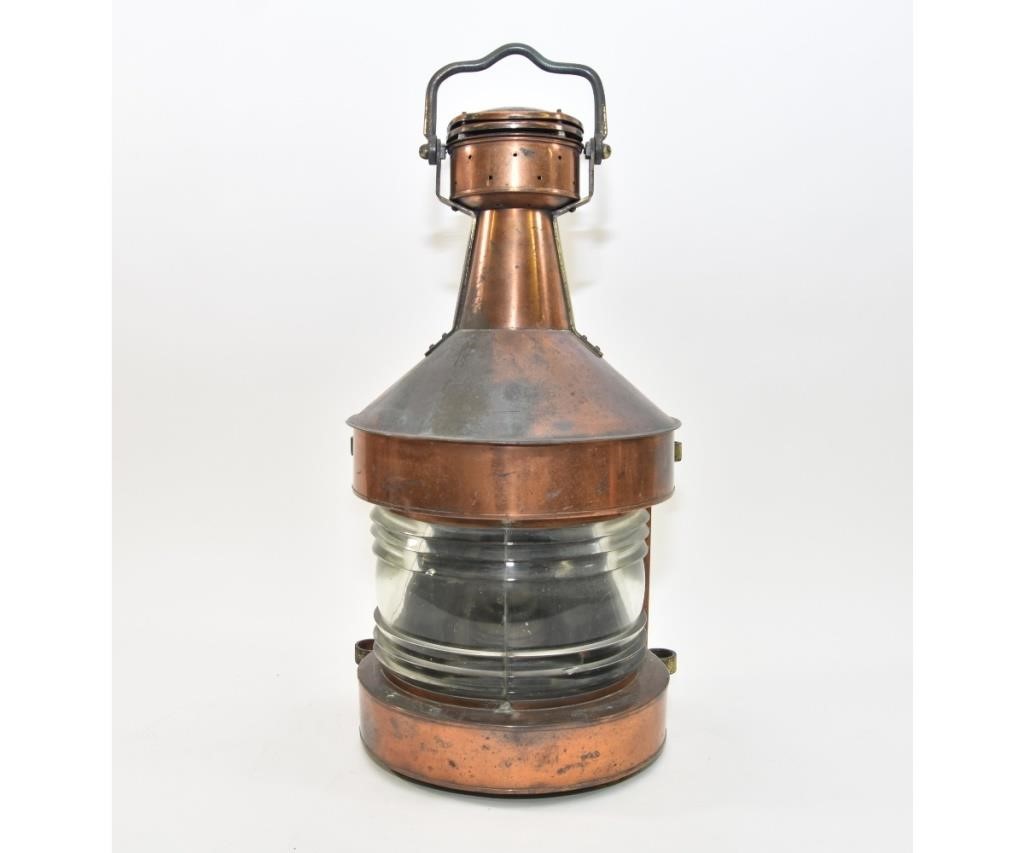 Appraisal: Large CPG Sons copper and brass ships lantern with fresnel