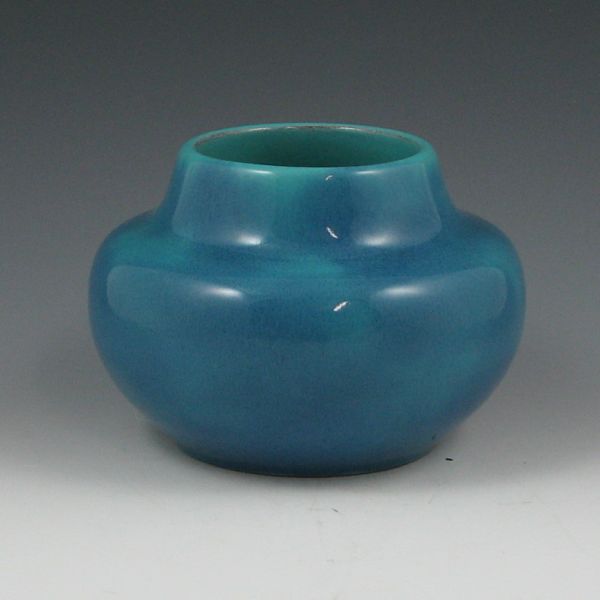 Appraisal: California Faience broad vase in dark blue over lighter blue