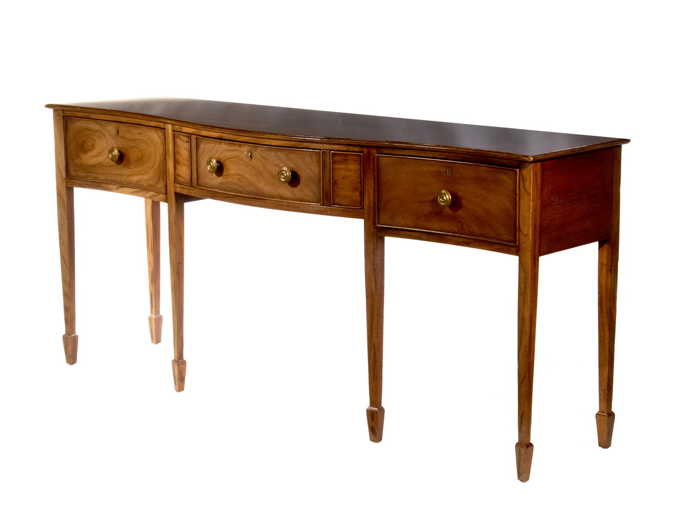 Appraisal: LONG NARROW AMERICAN SIDEBOARD Highly Figured Flame Mahogany serpentine front