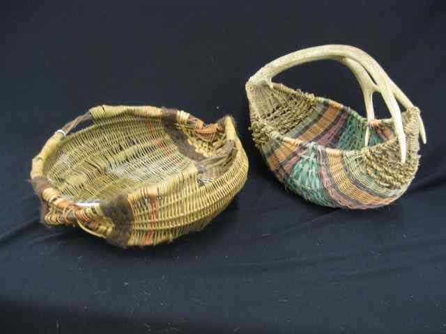 Appraisal: Indian Baskets one with antler handle