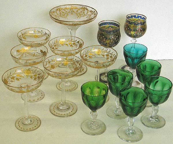 Appraisal: A grouping of fifteen various glasses th century Comprising five