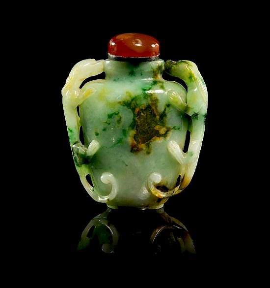 Appraisal: A Jadeite Snuff Bottle Height inches A Jadeite Snuff Bottle