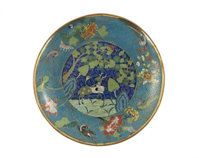 Appraisal: A Chinese cloisonn dish decorated with a crane and a