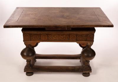 Appraisal: A th Century and later Flemish oak draw-leaf dining table