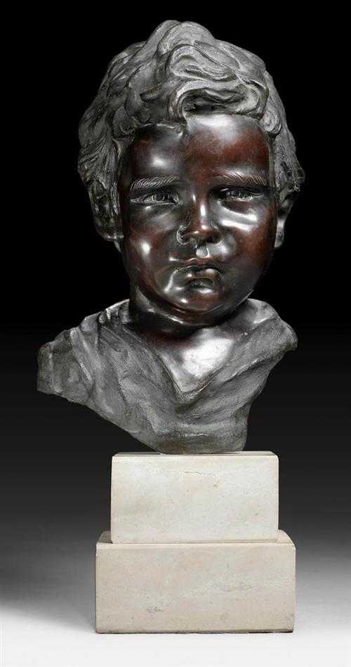 Appraisal: SMALL BUST OF A BOY monogrammed V C probably France