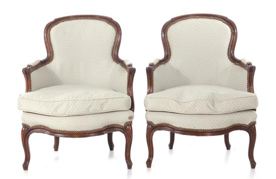 Appraisal: Pair Louis XV style carved beechwood bergeres BH SH W