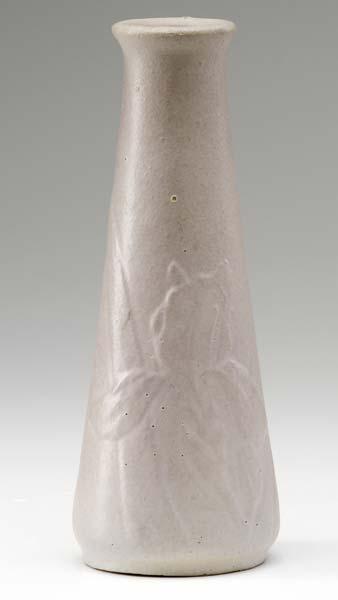 Appraisal: VALENTIEN Tapered vase embossed with an iris under a pale