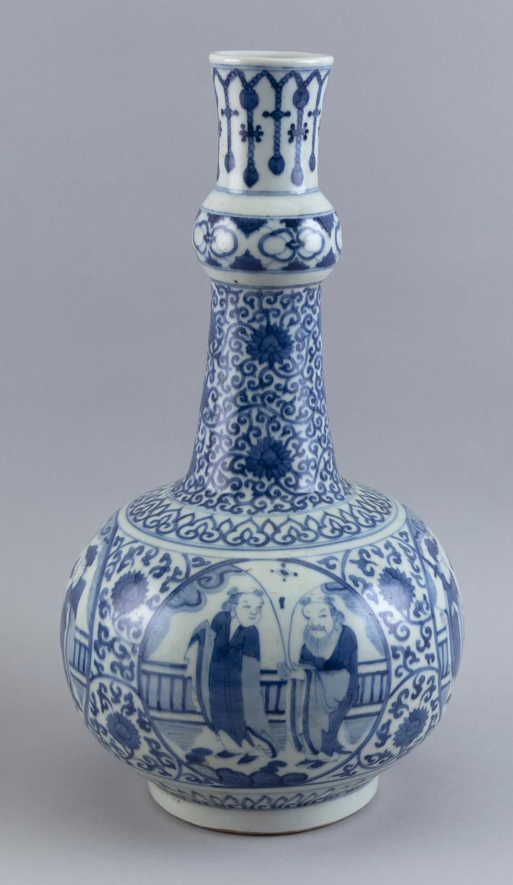 Appraisal: CHINESE BLUE AND WHITE PORCELAIN BOTTLE VASE LATE TH EARLY