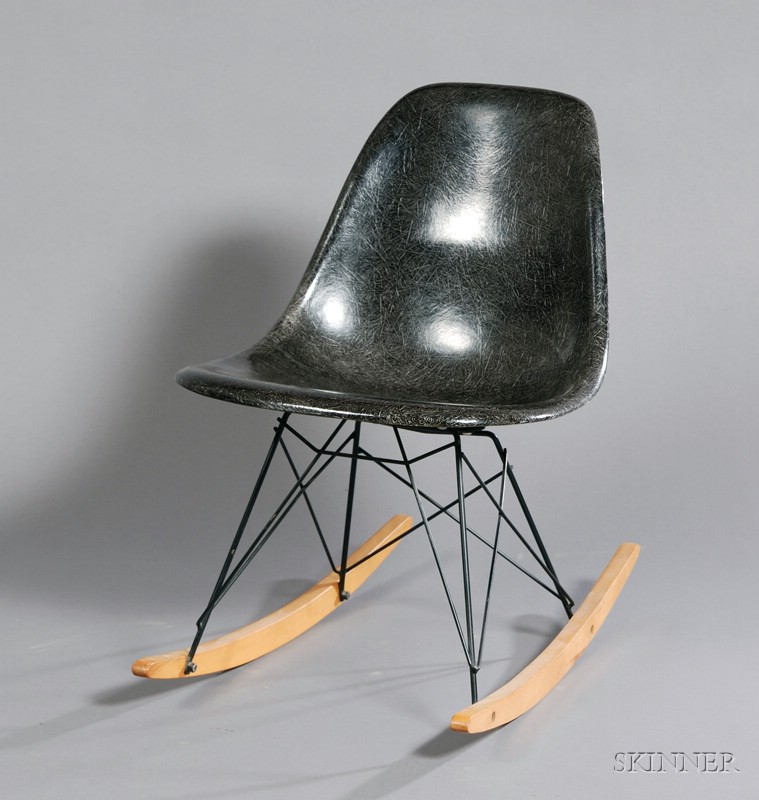 Appraisal: Charles and Ray Eames Rocking Chair Fiberglass metal rod and