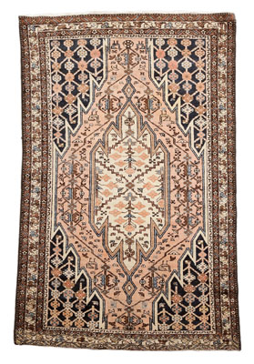 Appraisal: Persian Rug central medallion with pendants quadrupeds ft in x