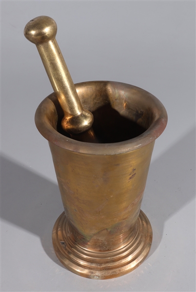 Appraisal: Large Antique Indian Gilt Bronze Mortar Pestle th century or