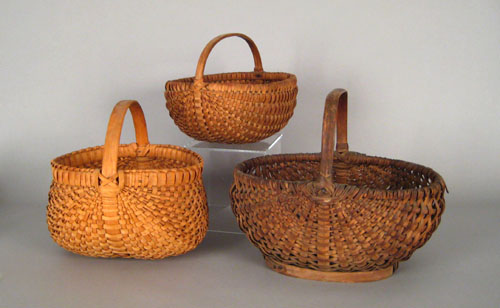 Appraisal: Three splint baskets ca h h and h