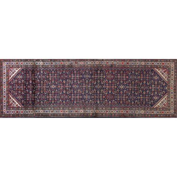 Appraisal: PERSIAN HAMADAN Long rug in Herati pattern on a midnight