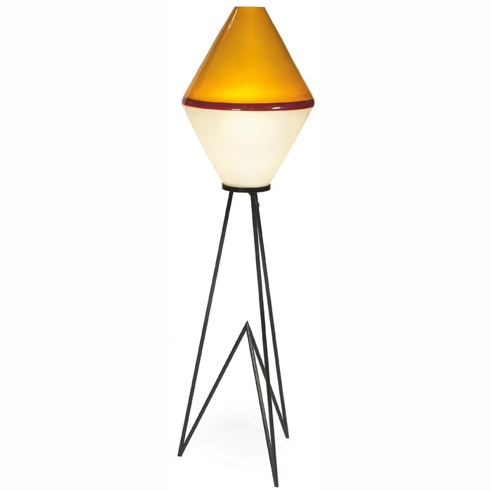 Appraisal: Italian floor lamp with Murano glass shade s tri-color incalmo