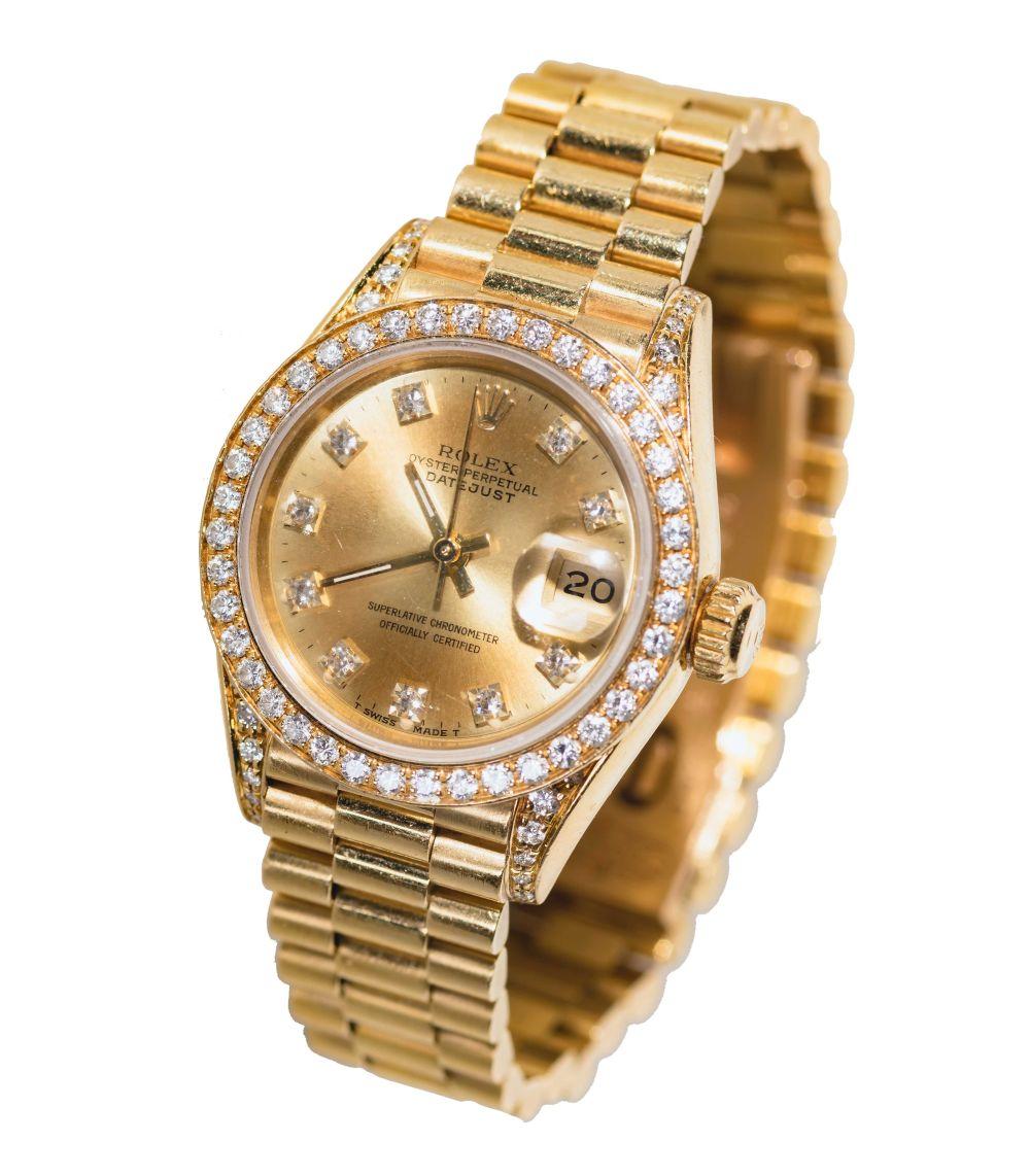 Appraisal: ROLEX KARAT DIAMOND LADY'S DATEJUST WATCHstamped k 'Rolex' and 'President'