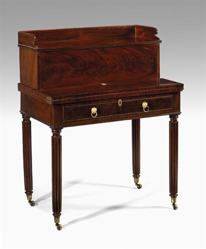 Appraisal: Classical mahogany desk baltimore Gallery above reeded rectangular top above