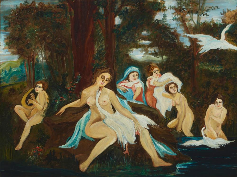 Appraisal: LOUIS MICHEL EILSHEMIUS - LEDA AND THE SWAN OIL ON