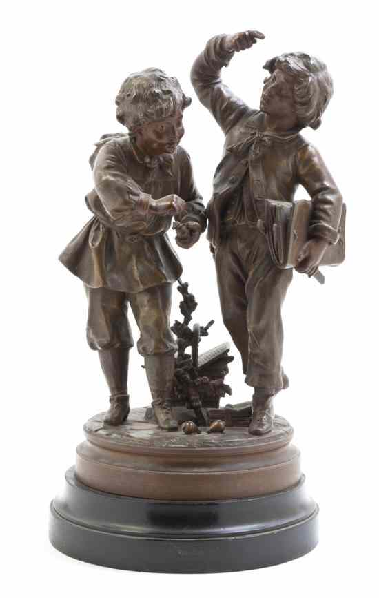 Appraisal: A Continental Cast Metal Figural Group depicting two school boys