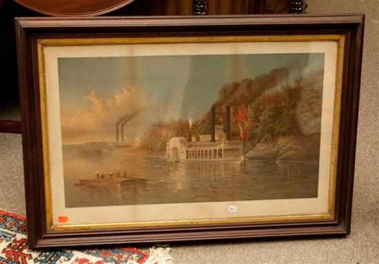 Appraisal: Anonymous ''Steamboats on the Mississippi'' Bufford Sons Boston circa chromolithograph