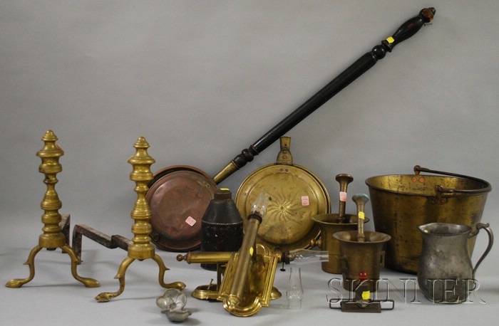 Appraisal: Group of Assorted Decorative Domestic and Hearth Metalware two mortars