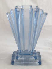 Appraisal: A moulded blue glass Art Deco vase x x cm