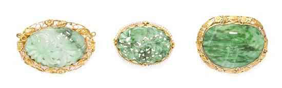 Appraisal: A Collection of Karat Yellow Gold and Jade Jewelry consisting