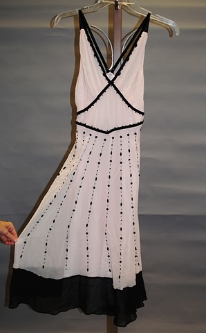 Appraisal: Pink Silk with black beading black at hem and shoulder