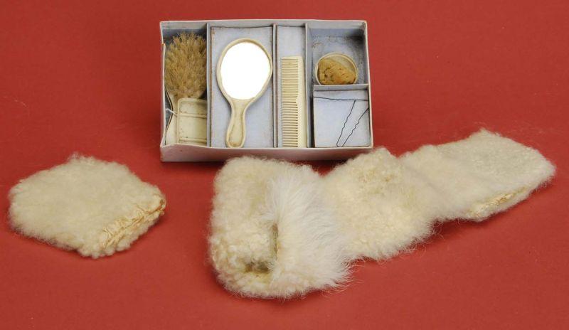 Appraisal: Group of Doll Accessories Lot includes boxed brush and comb