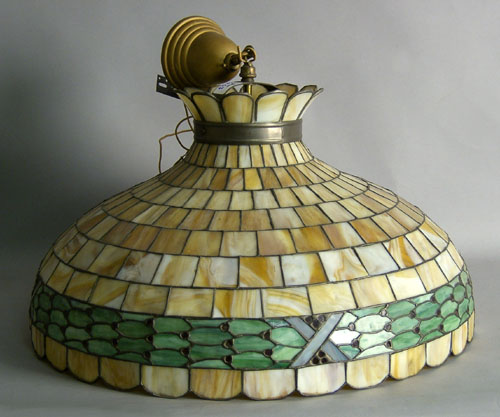 Appraisal: Leaded glass chandelier early mid th c dia