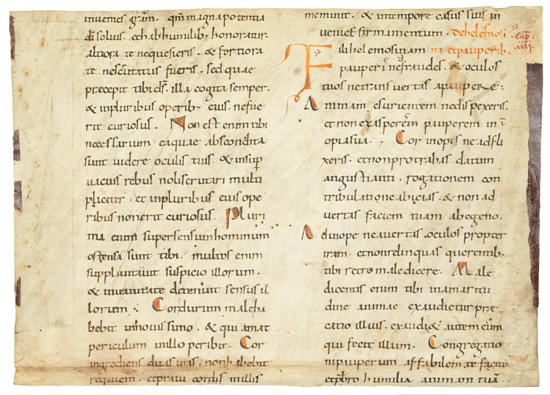 Appraisal: BIBLE IN LATIN Portion of vellum leaf from Vulgate manuscript