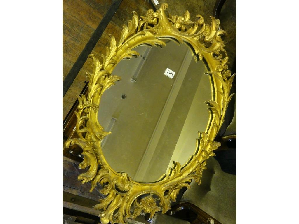 Appraisal: A th century gilt framed wall mirror of oval form