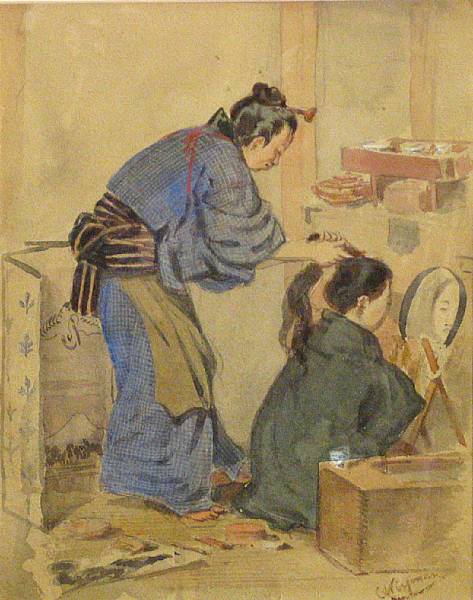 Appraisal: Charles Wirgman Jr British - Two Japanese figures in an