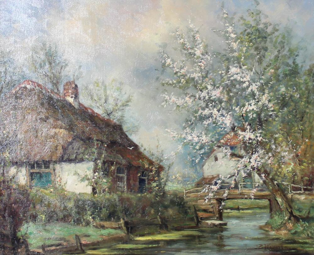 Appraisal: B WIERINGA Netherlands th century oil on canvas spring landscape