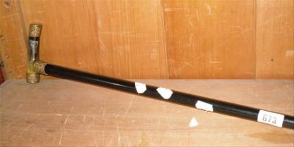 Appraisal: A Samson Mordan hardwood walking stick with antler horn handle