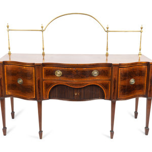 Appraisal: A Federal Inlaid Inlaid Mahogany Double Serpentine Sideboard with Brass