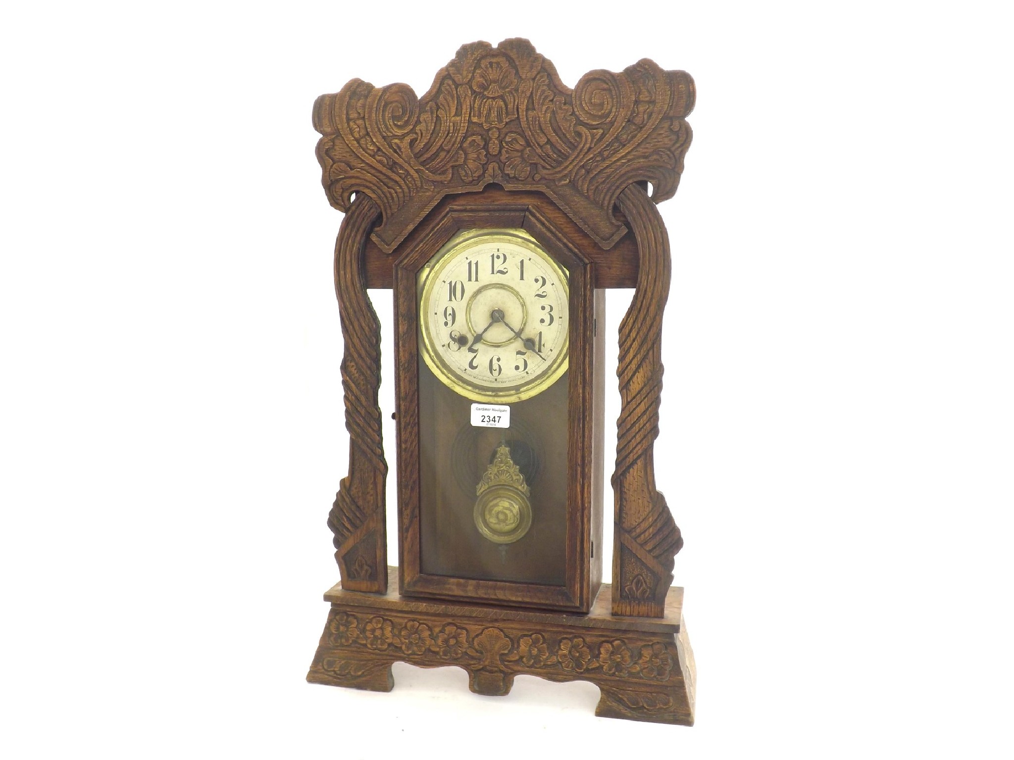 Appraisal: American New Haven eight day gingerbread mantel clock the white