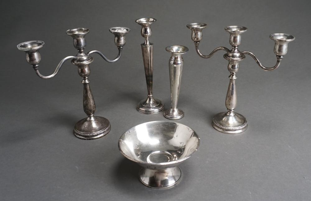 Appraisal: Five Assorted American Weighted Sterling Silver Table Articles Pair International