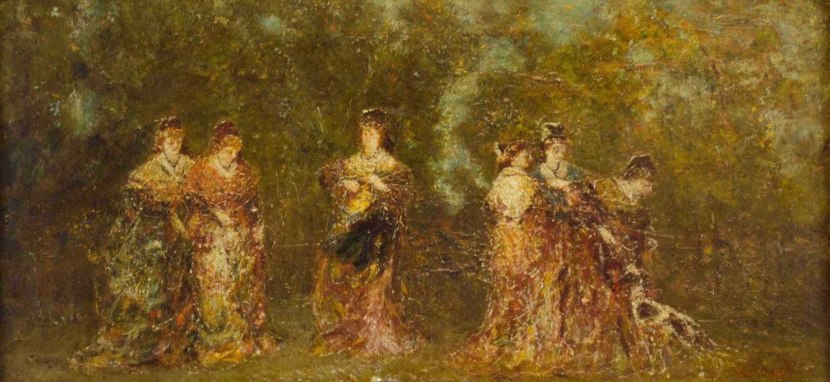 Appraisal: ADOLPHE MONTICELLI OIL ON PANEL French - Arlesiennes Ladies circa