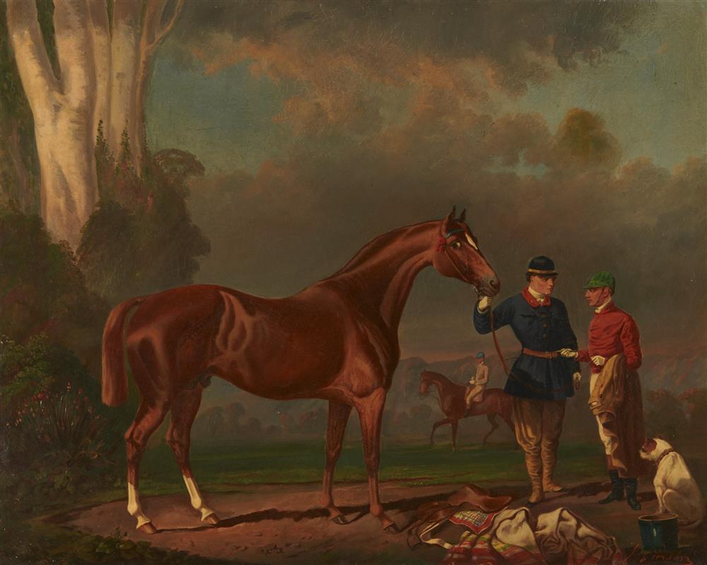 Appraisal: AMERICAN SCHOOL th century Equestrian Scene signed indistinctly l r