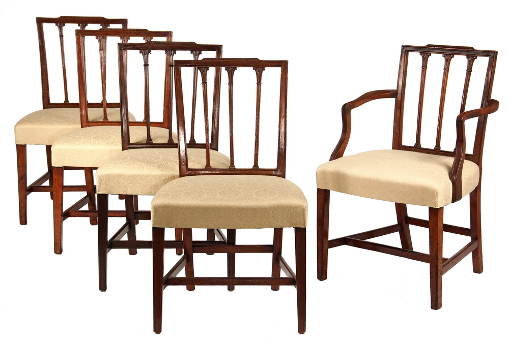 Appraisal: SET OF HEPPLEWHITE DINING CHAIRS - Eight Period side arm