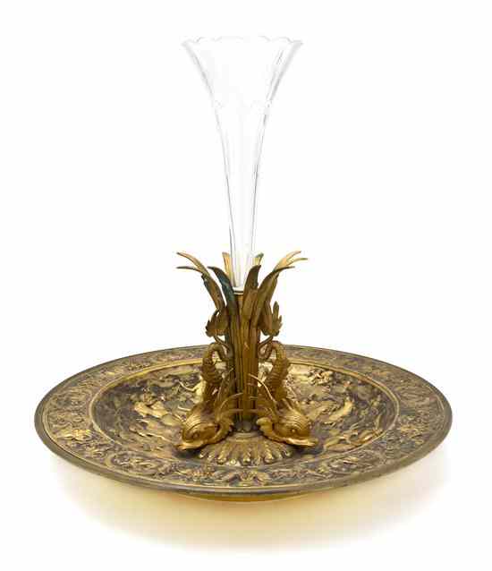 Appraisal: A Continental Gilt Metal Epergne Base the central support with