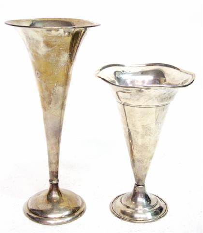 Appraisal: Two sterling silver trumpet vase s Gorham providence ri and