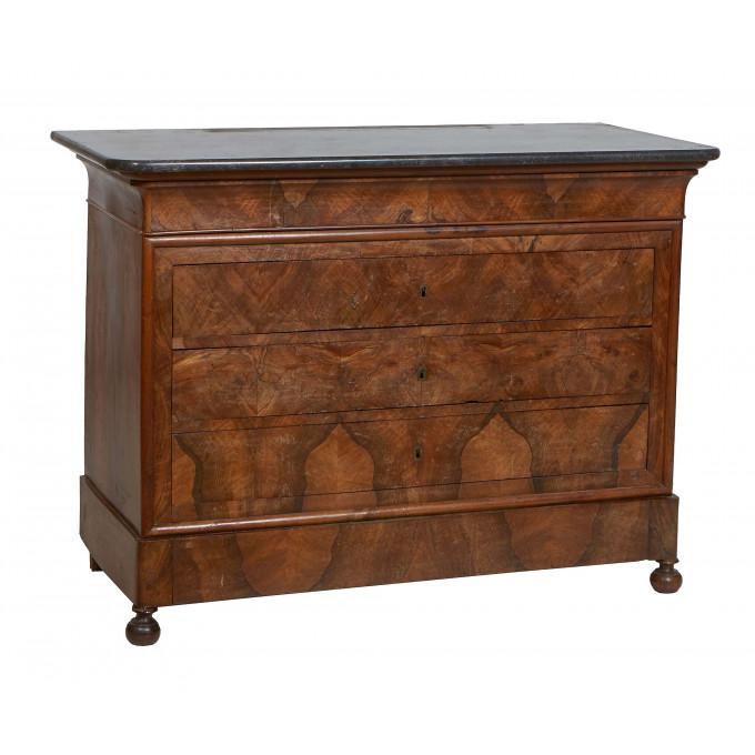 Appraisal: French Louis Philippe Carved Walnut Marble Top Commode th c