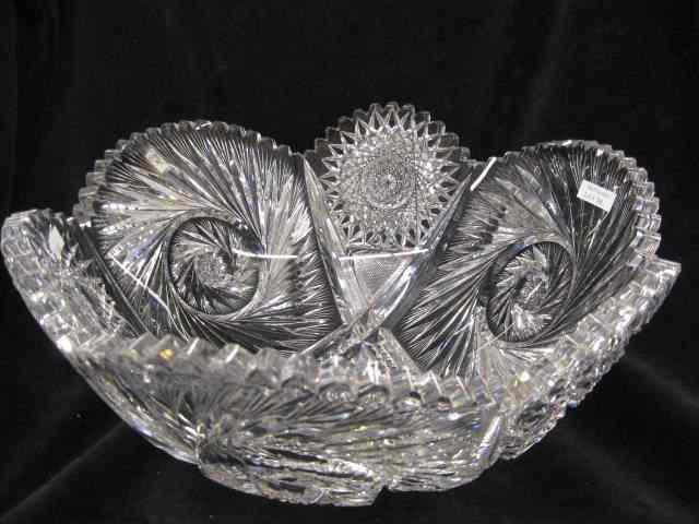 Appraisal: Cut Glass Punchbowl brilliant period beautiful design with pinwheels starbursts