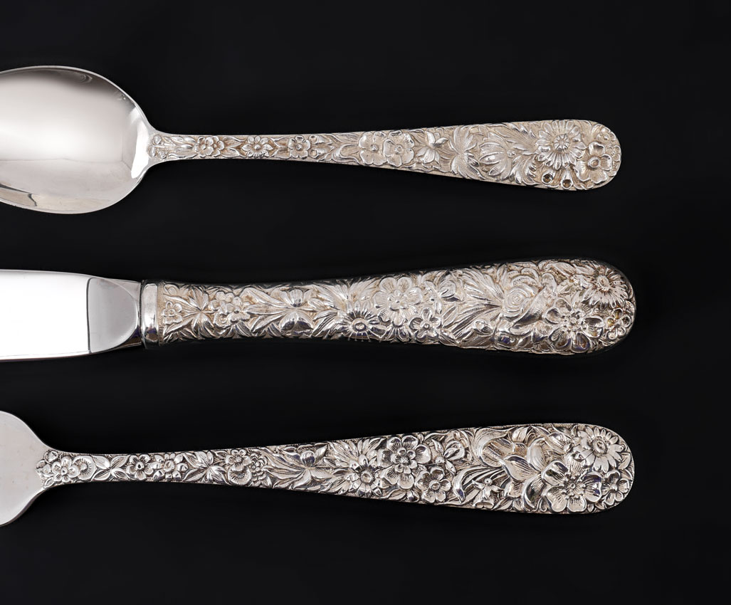 Appraisal: KIRK SON STERLING REPOUSSE FLATWARE SERVICE Approx pieces in the