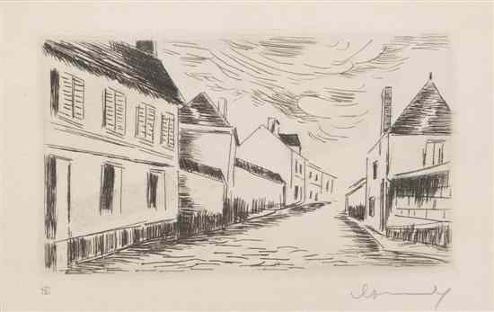 Appraisal: Maurice de Vlaminck French - City Scene etching signed Vlaminck