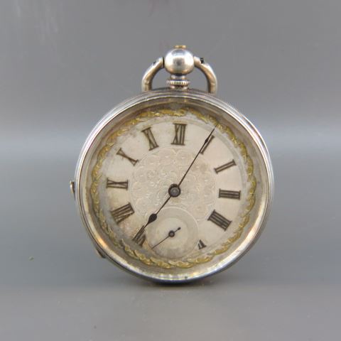 Appraisal: Early Silver Cased Pocketwatch fancy gold silver dial keywind key