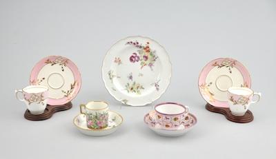 Appraisal: A Group of Porcelain Tea Items Containing an old Chelsea